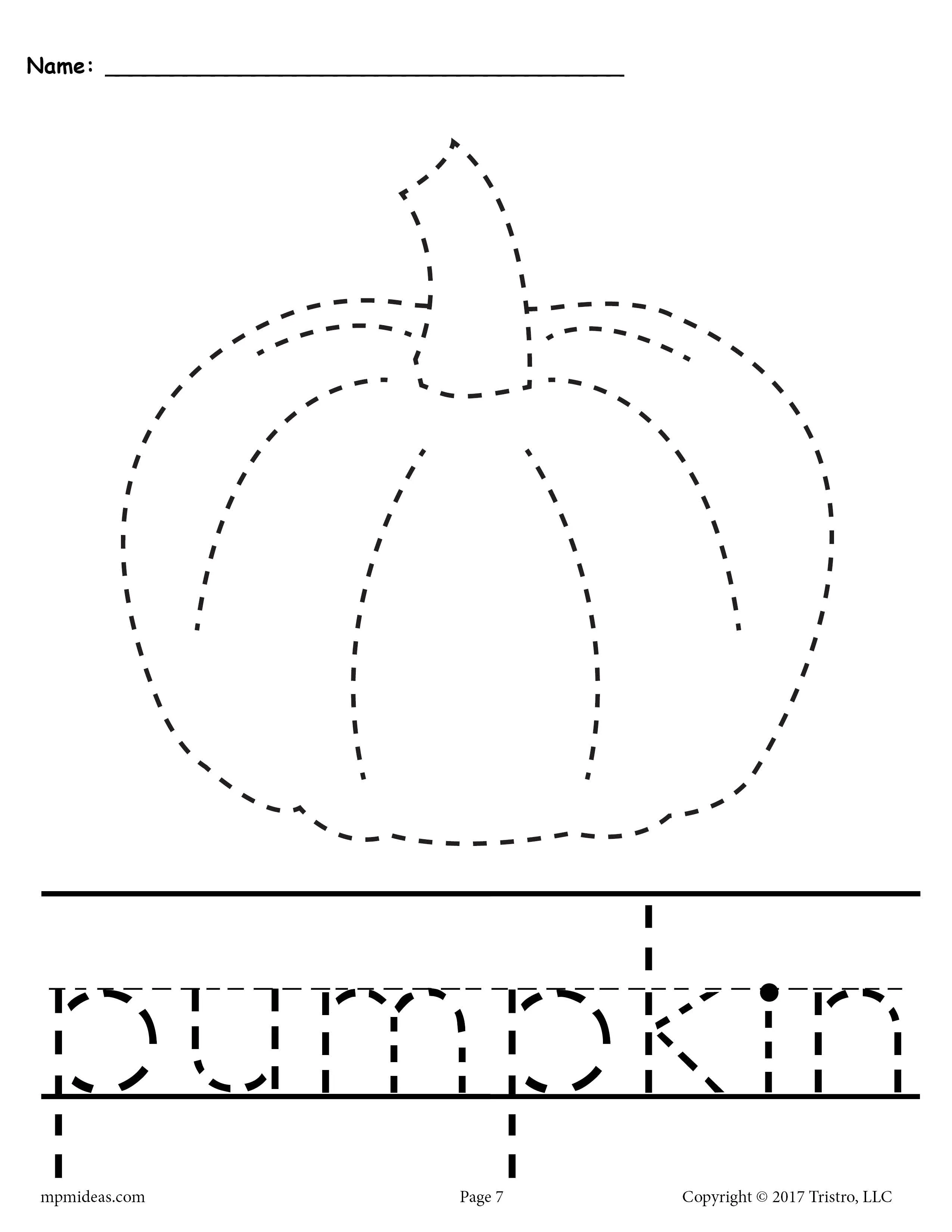 10 Printable Fall Tracing & Handwriting Worksheets!