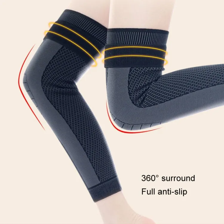 1pair Anti-Slip Compression Straps Keep Warm And Lengthen Knee Pads, Size: XL(Plus Velvet Green)