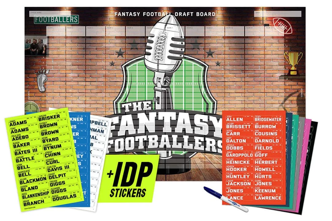 2024 Fantasy Footballers Draft Board Kit - 12, 10, 8 Team