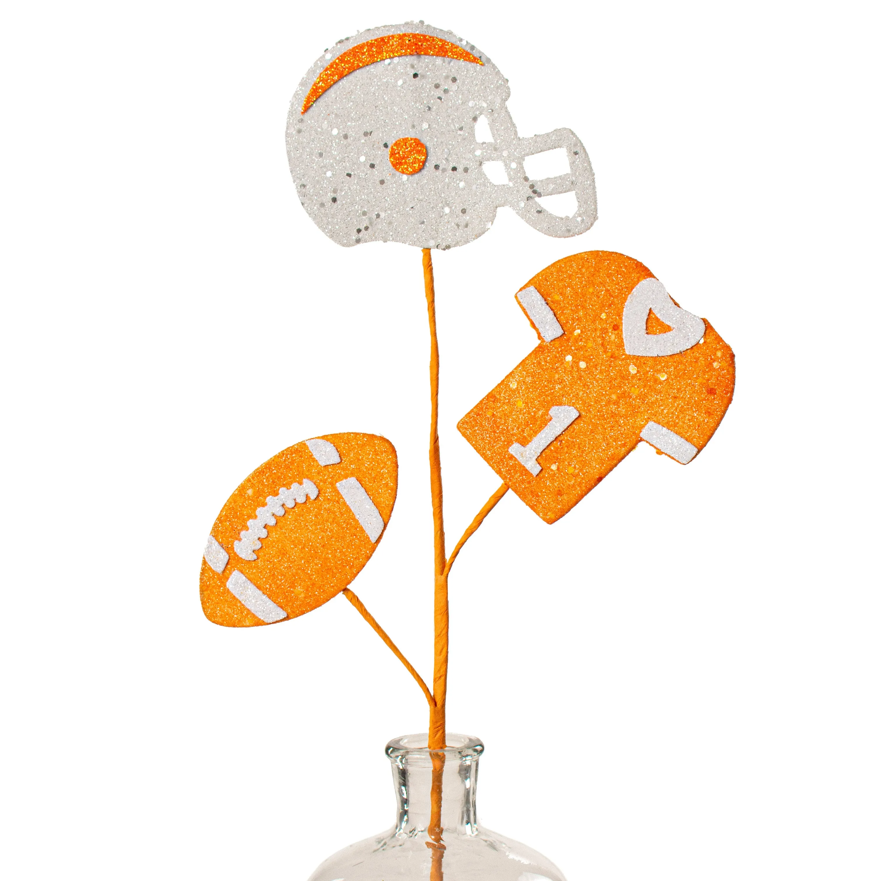 24" Glitter Helmet, Jersey, Football Pick: Orange & White