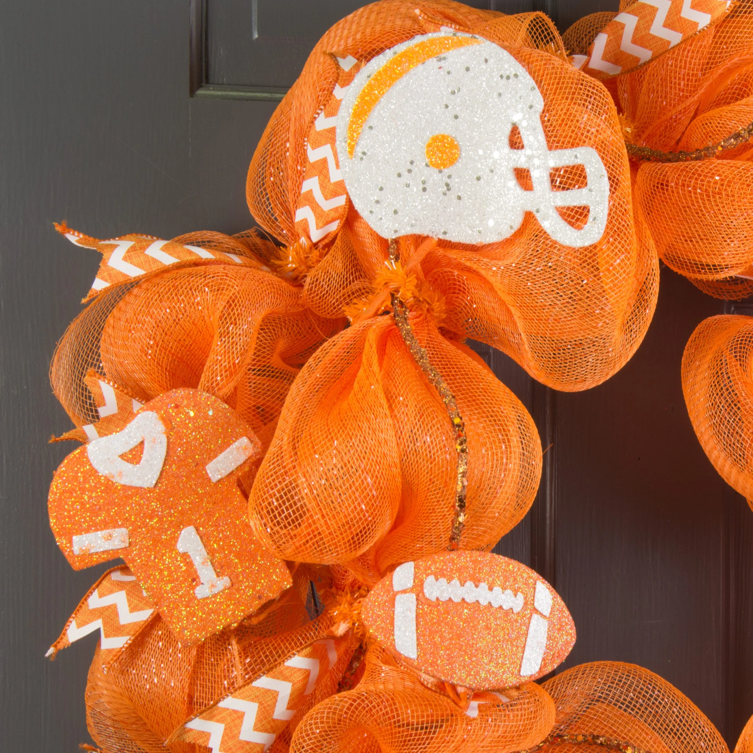 24" Glitter Helmet, Jersey, Football Pick: Orange & White