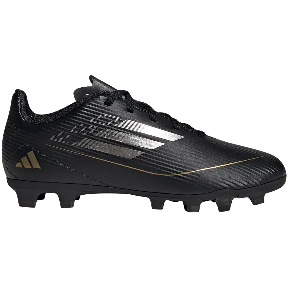 adidas F50 Club FxG Football Boots - Youth - Black/Iron Metallic/Gold