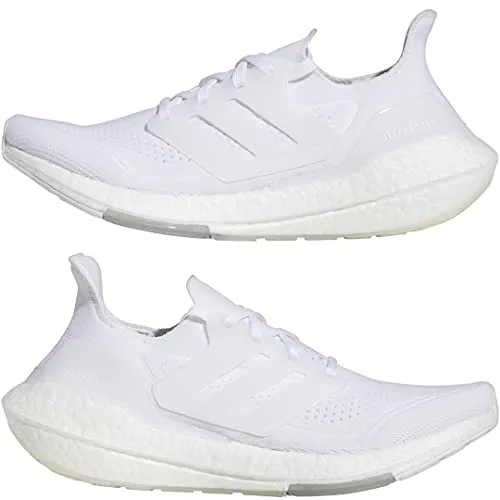 adidas Women's Ultra boost 21 Running Shoes, White/White/Grey, 7.5