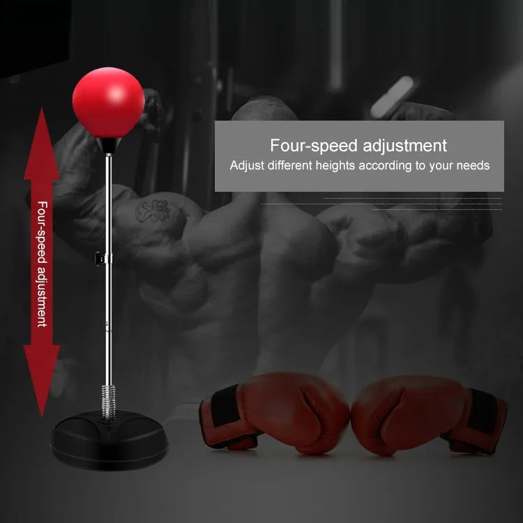 Adult Base Version Height Adjustable Vertical PU Leather Vent Ball Boxing Speed Ball Family Fitness Equipment without Gloves(Red)