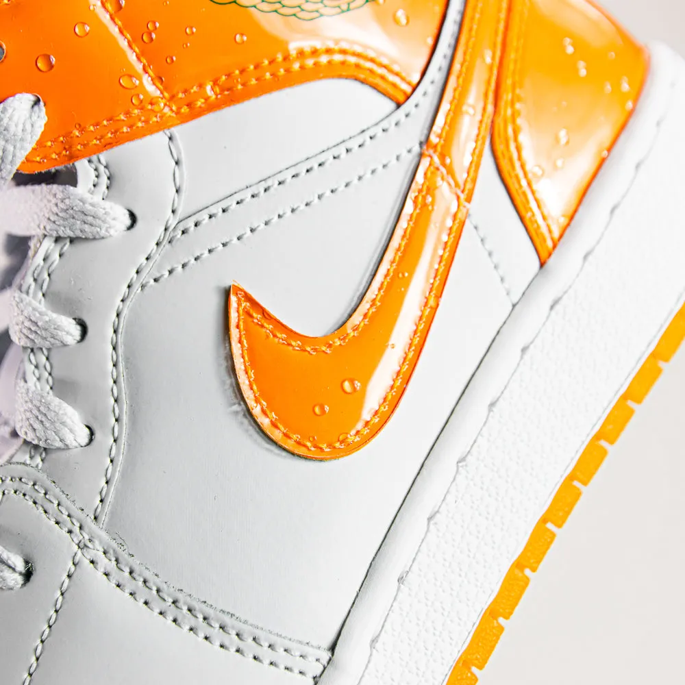 Air Jordan 1 Mid SE (GS) (Football Grey/Orange Peel)