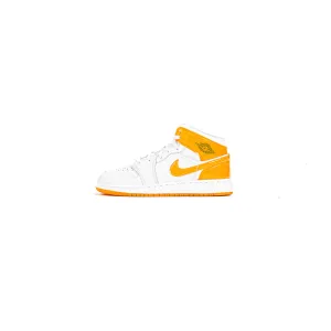 Air Jordan 1 Mid SE (GS) (Football Grey/Orange Peel)