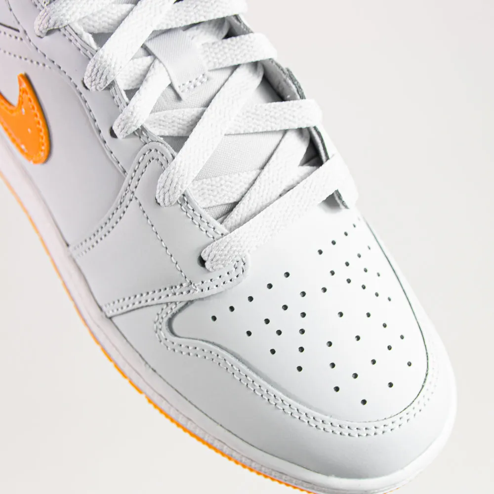 Air Jordan 1 Mid SE (GS) (Football Grey/Orange Peel)