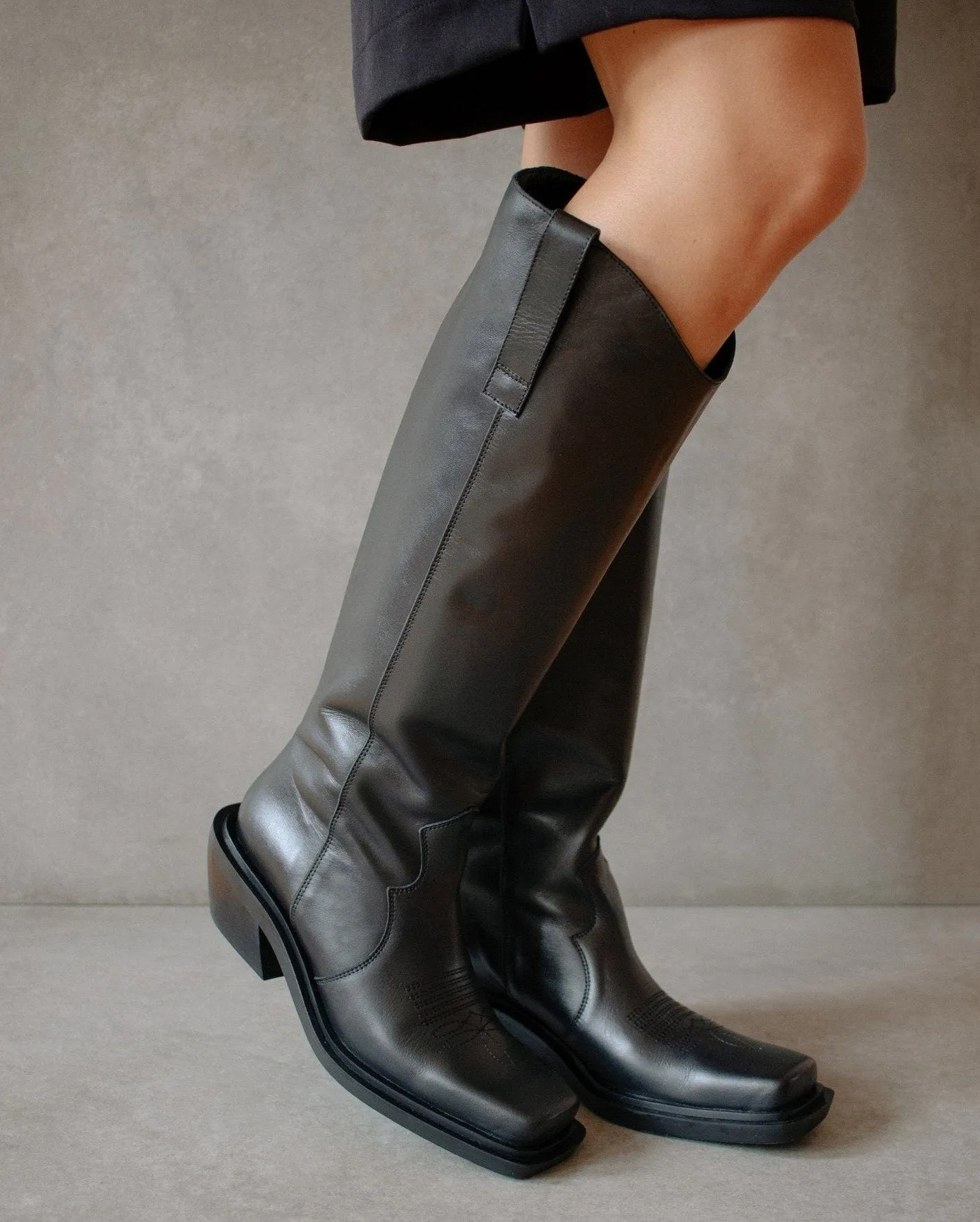 Alohas - Cattle High Boot in Black Leather