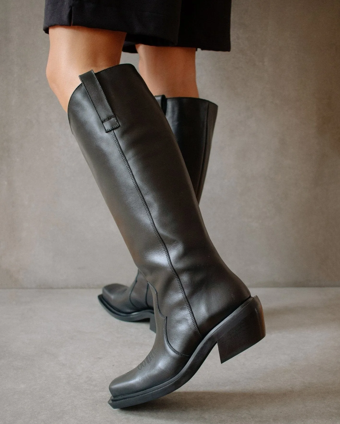 Alohas - Cattle High Boot in Black Leather