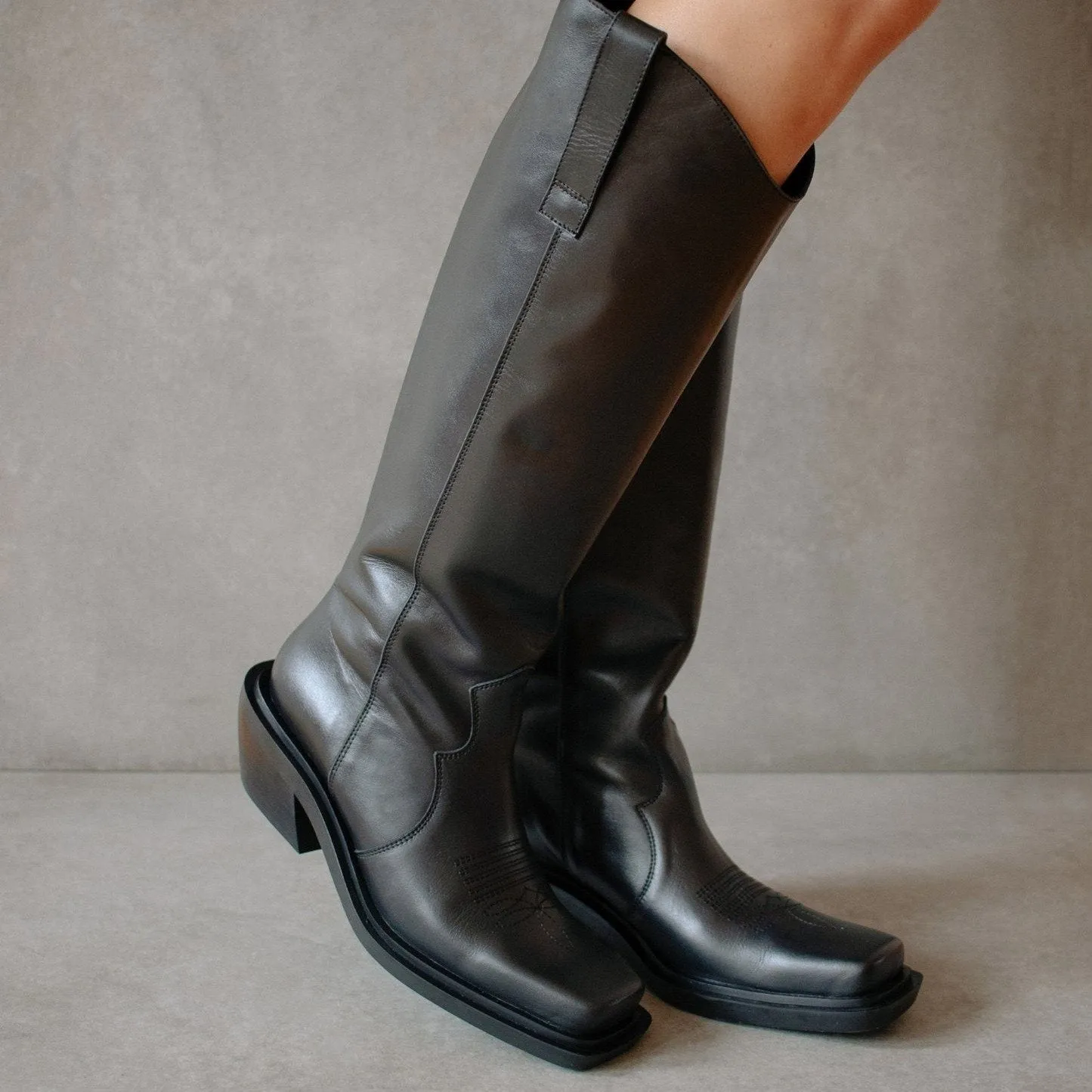 Alohas - Cattle High Boot in Black Leather