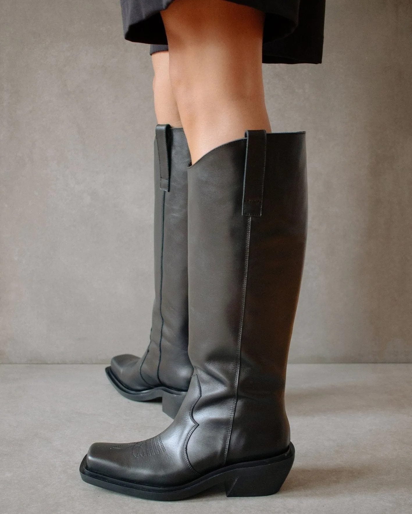 Alohas - Cattle High Boot in Black Leather