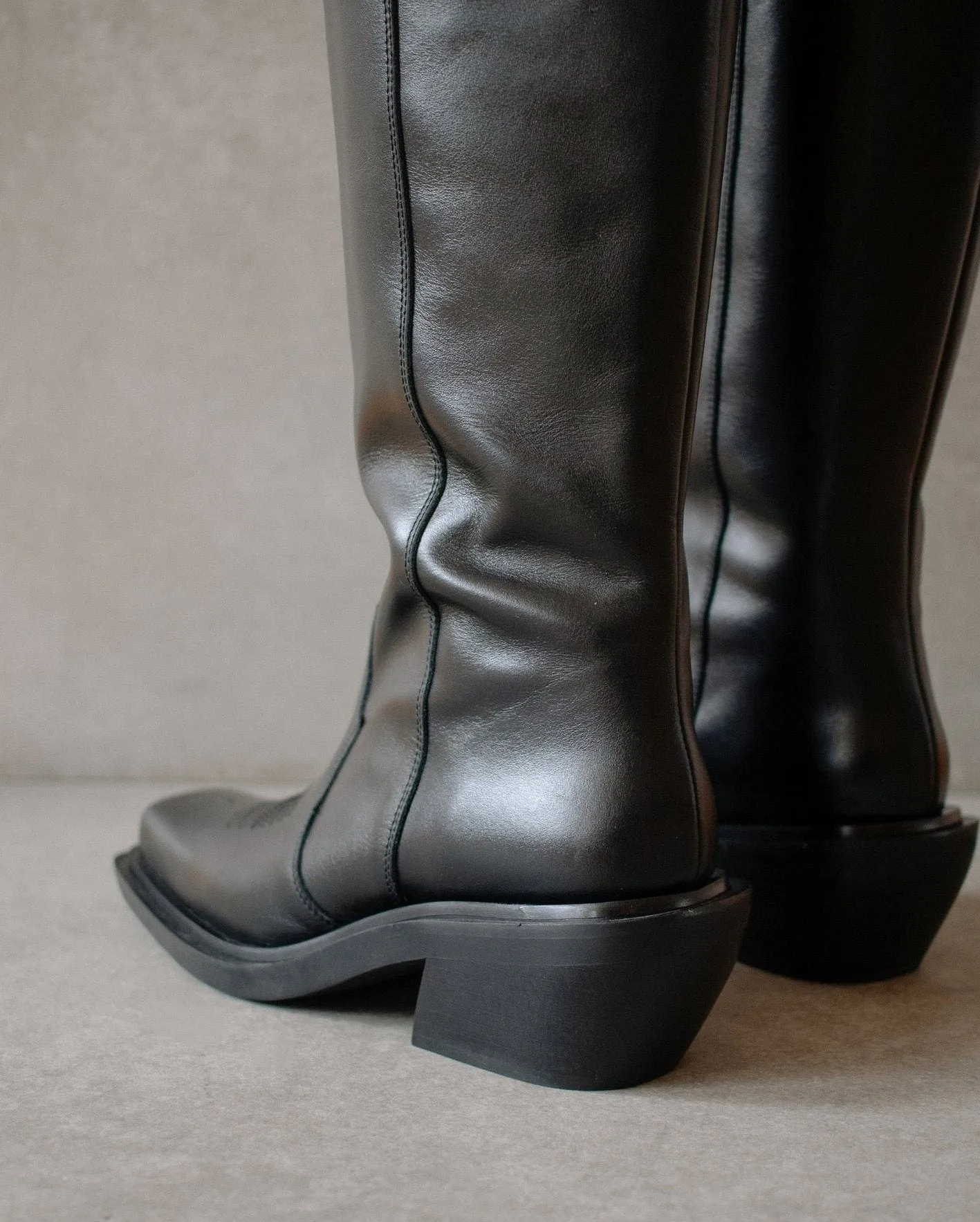 Alohas - Cattle High Boot in Black Leather