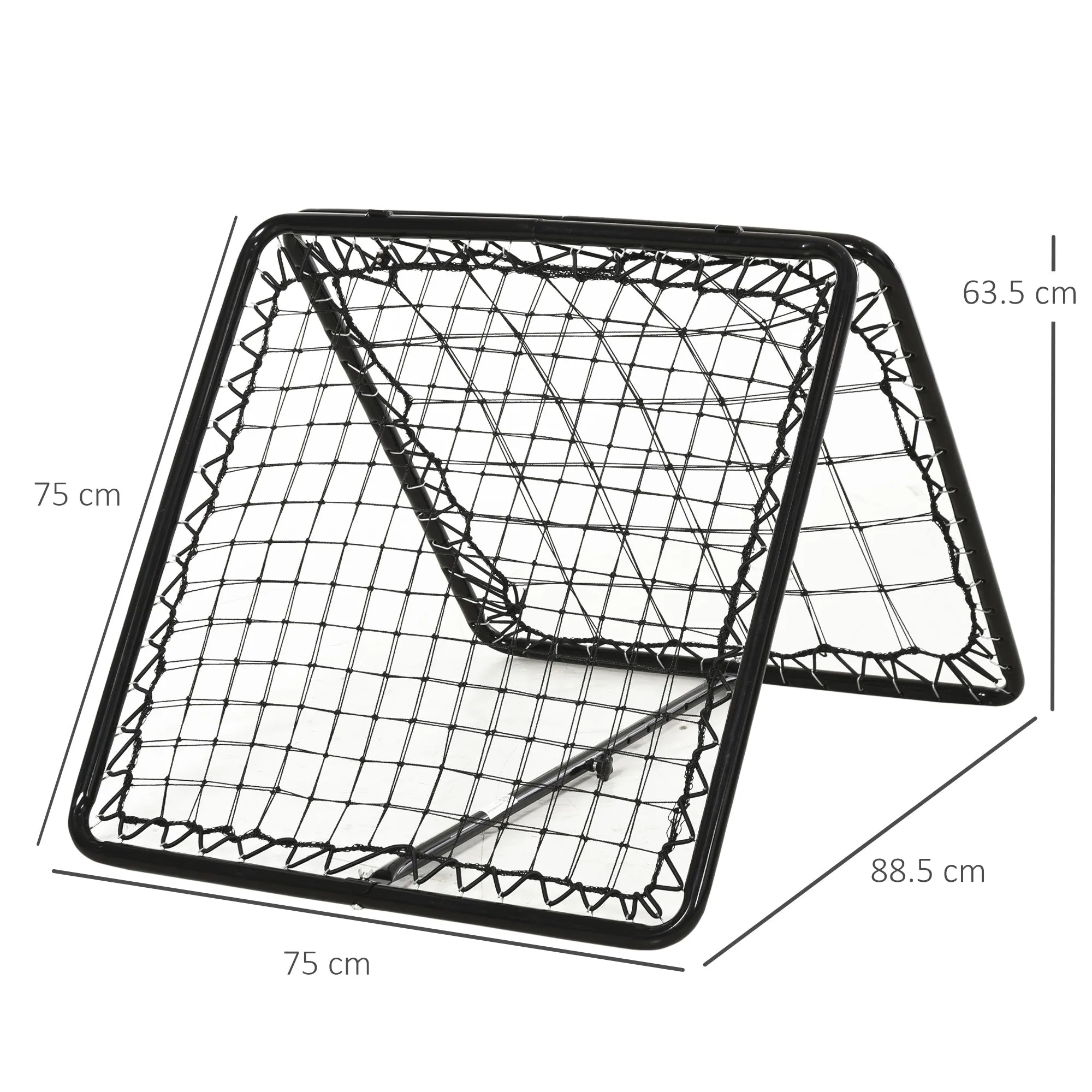 Angle Adjustable Double Sided Rebounder Net Training Aid Target Soccer Goal Kickback For Football, Baseball, Basketball - 75L x 75W cm