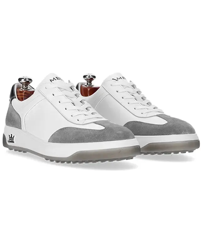 Arezzo Men's Premium Waterproof Golf Shoes - Elegant White & Grey Design