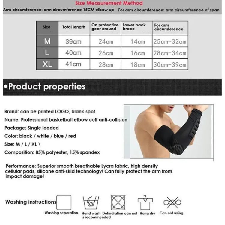 Basketball Sleeve Cellular Anti-collision Anti-slip Compression Elbow Protective Gear, Size:M(Black)