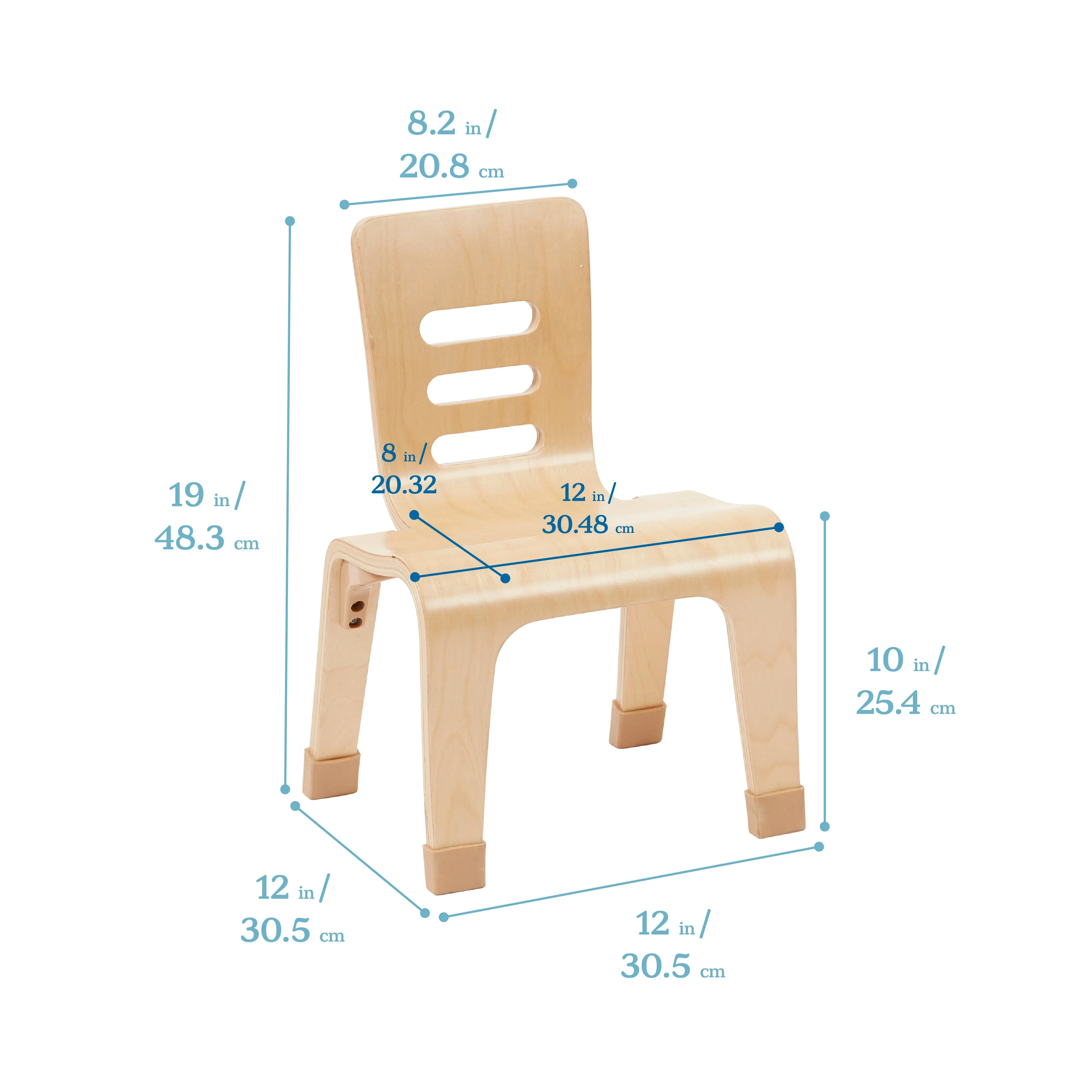 Bentwood Chair, 10in Seat Height, Stackable Seats, 2-Pack