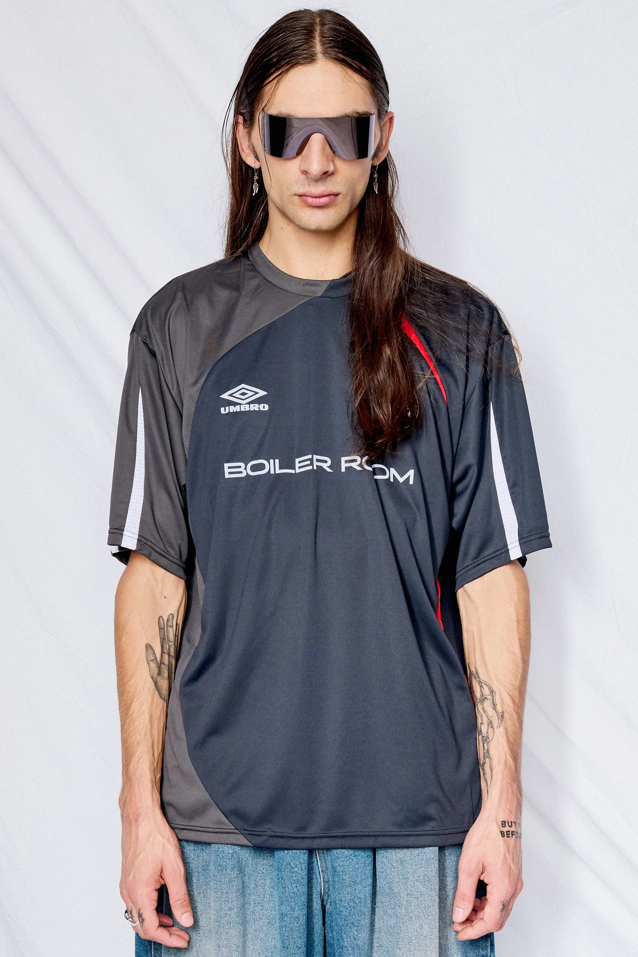 Black Boiler Room x Umbro Football Top