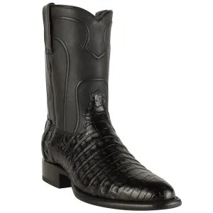 Black Caiman Belly Roper Boots