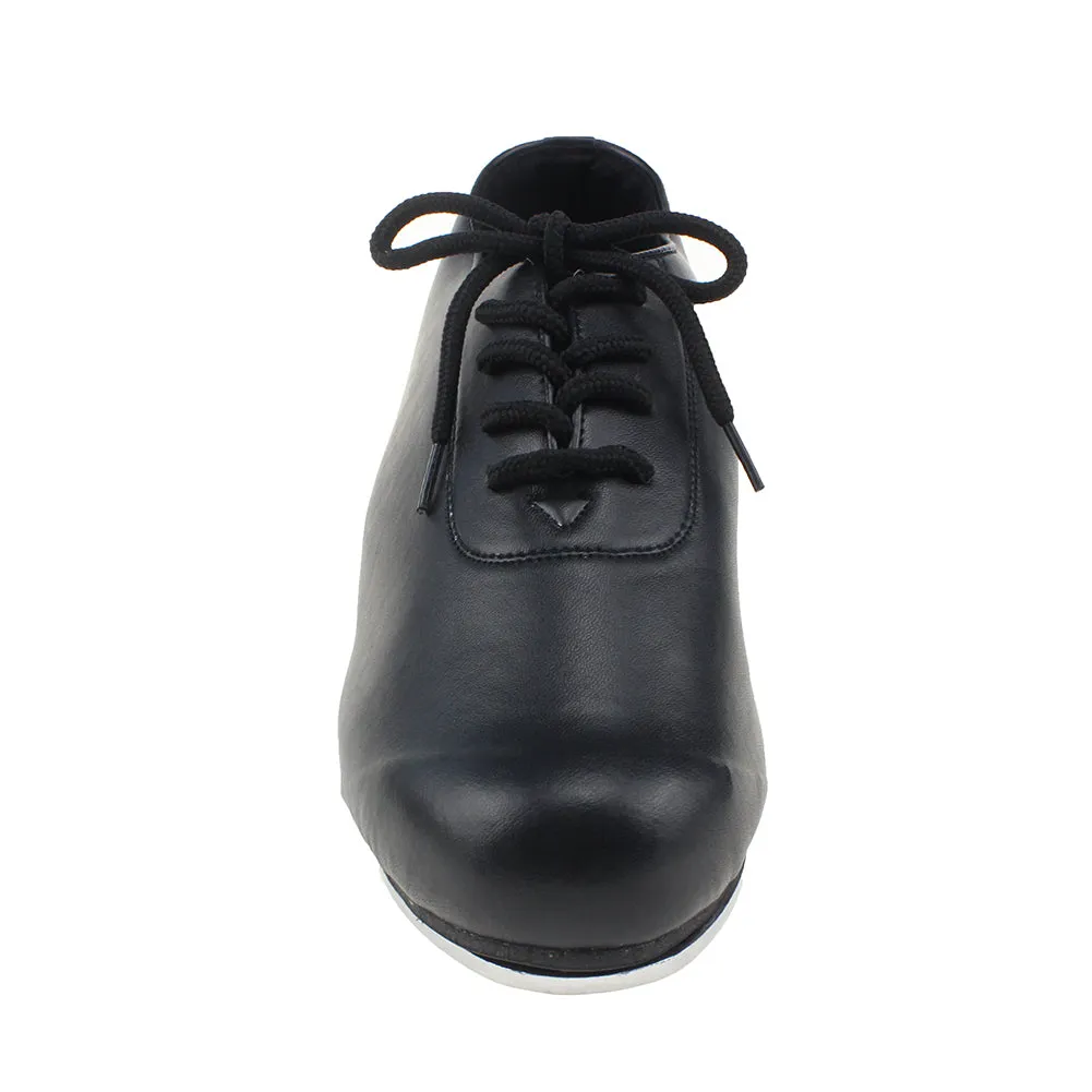 Black Lace up Tap Jazz Shoes for Adult Leather Dance Shoes for Men