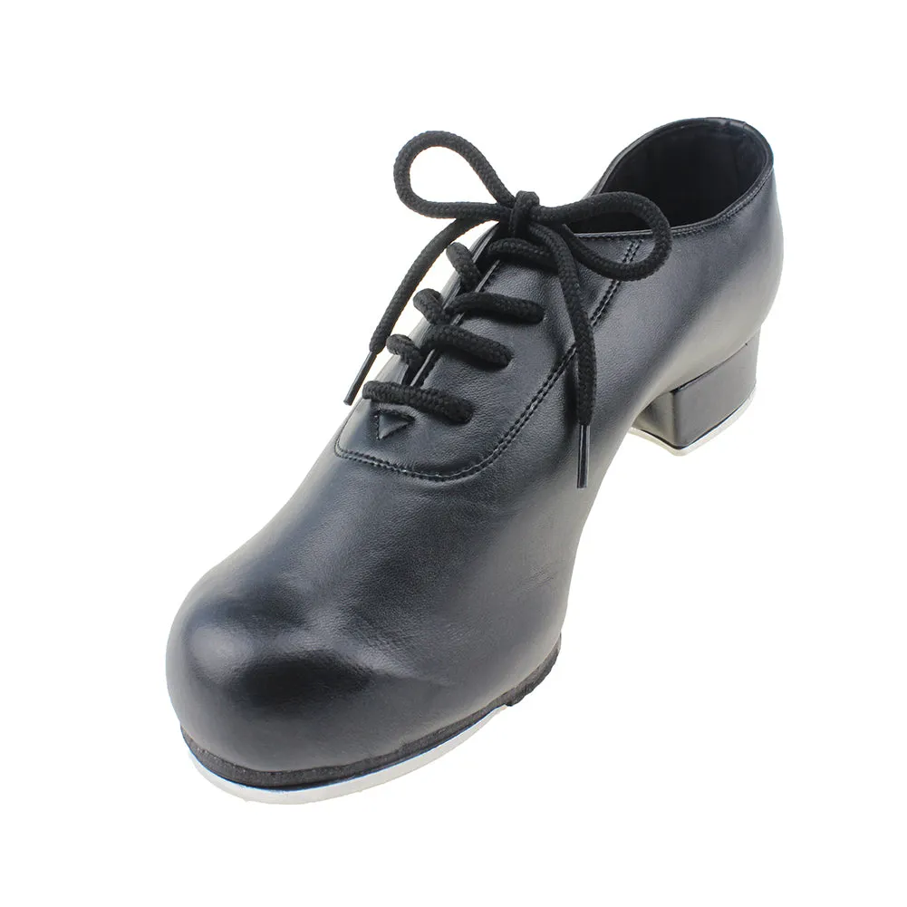 Black Lace up Tap Jazz Shoes for Adult Leather Dance Shoes for Men