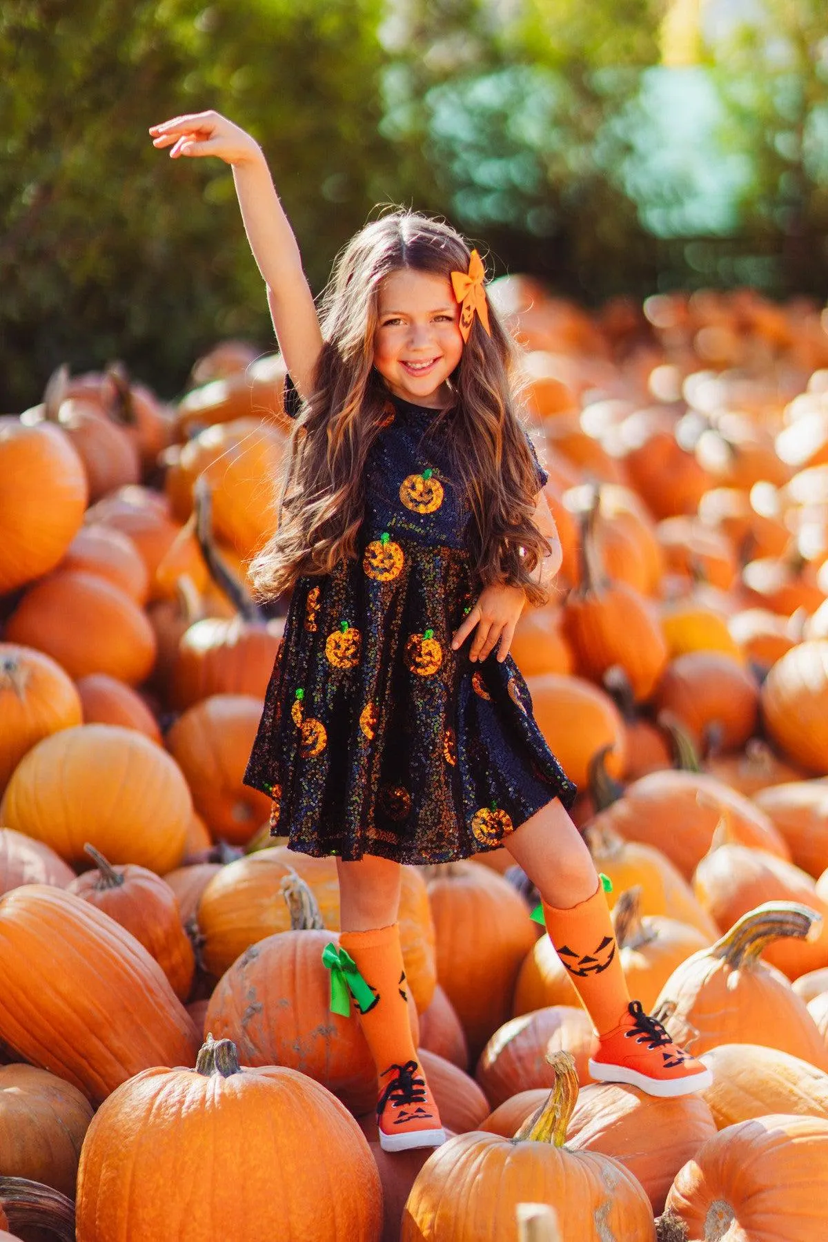 Black Sequin Jack-O'-Lantern Dress