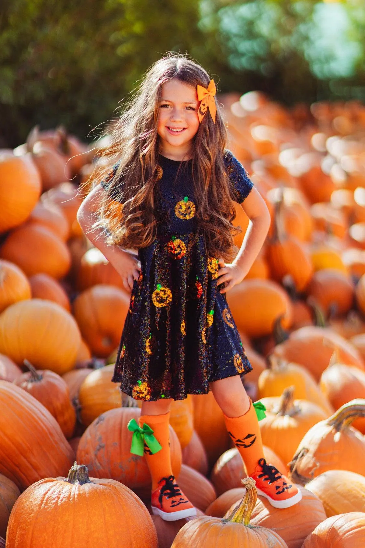 Black Sequin Jack-O'-Lantern Dress