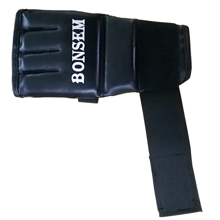 BONSEM Half Fingers PU Leather Adults Sandbag Training Boxing Gloves(Black)