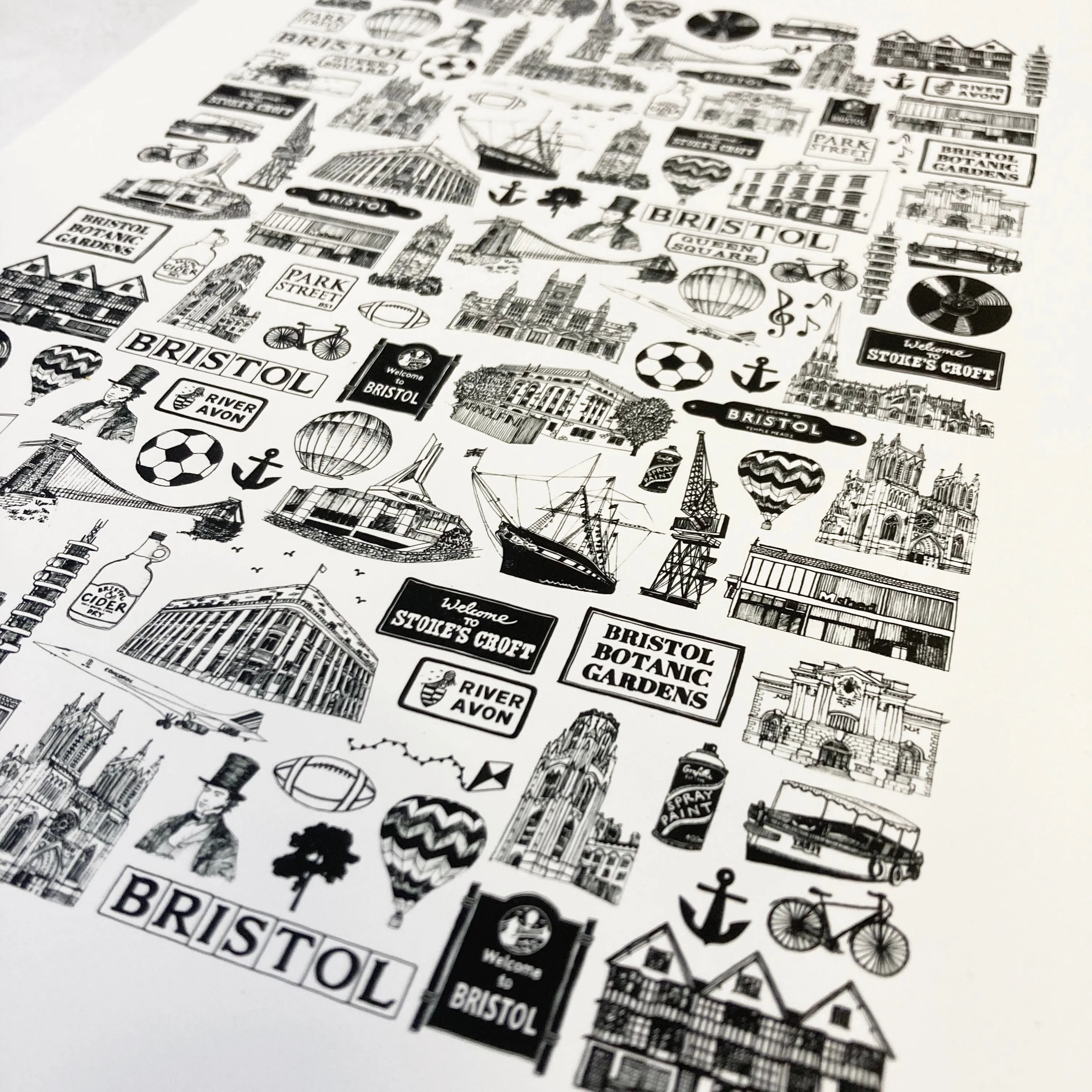 Bristol illustrated black and white print