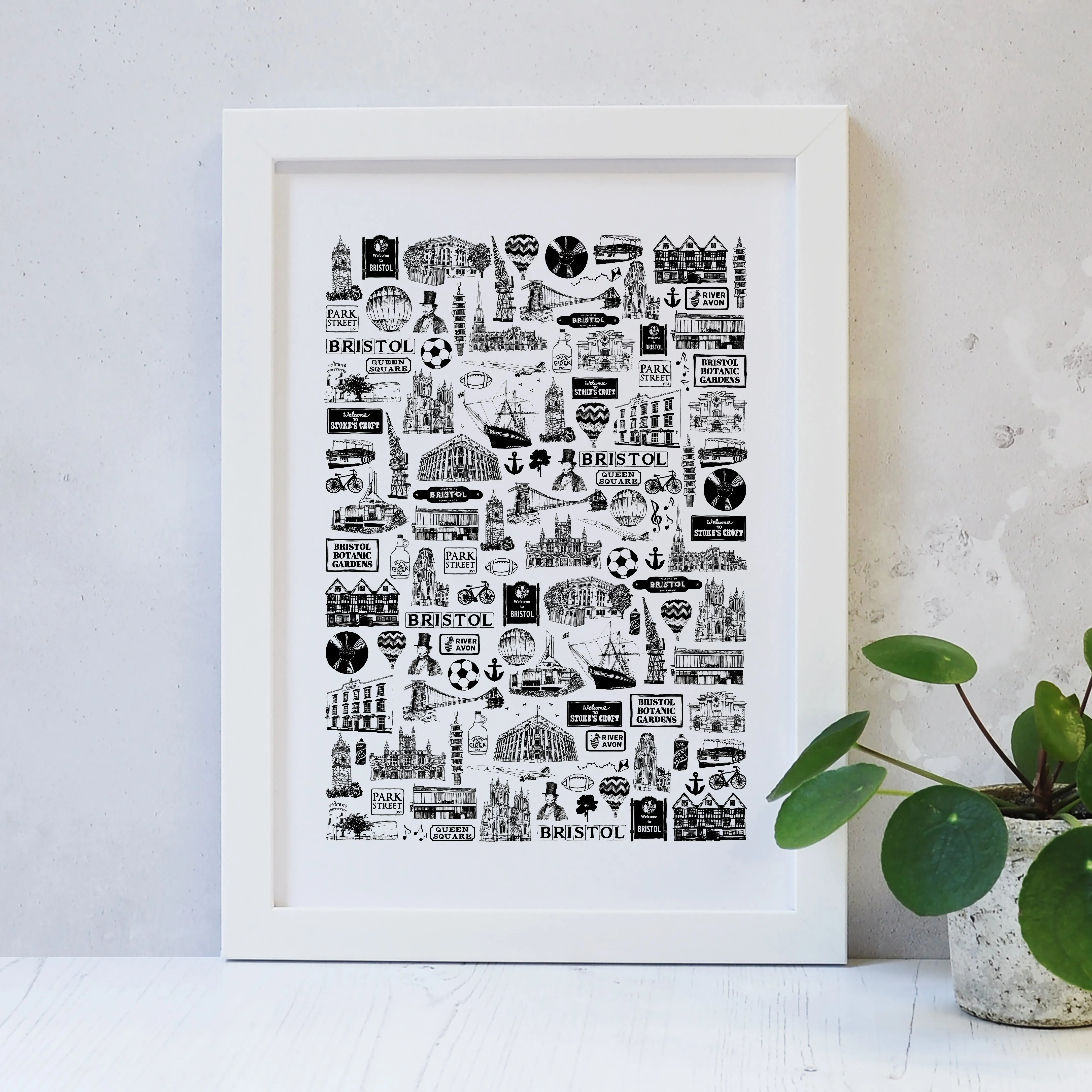 Bristol illustrated black and white print