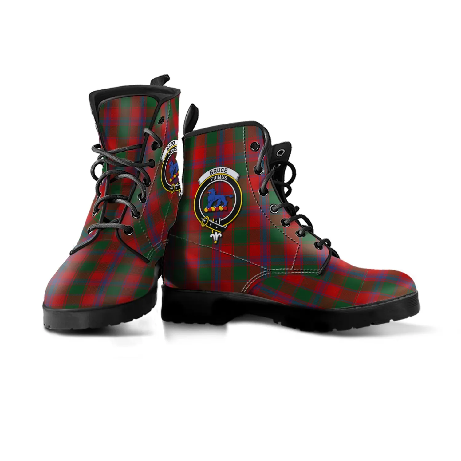 Bruce Old Tartan Leather Boots with Family Crest