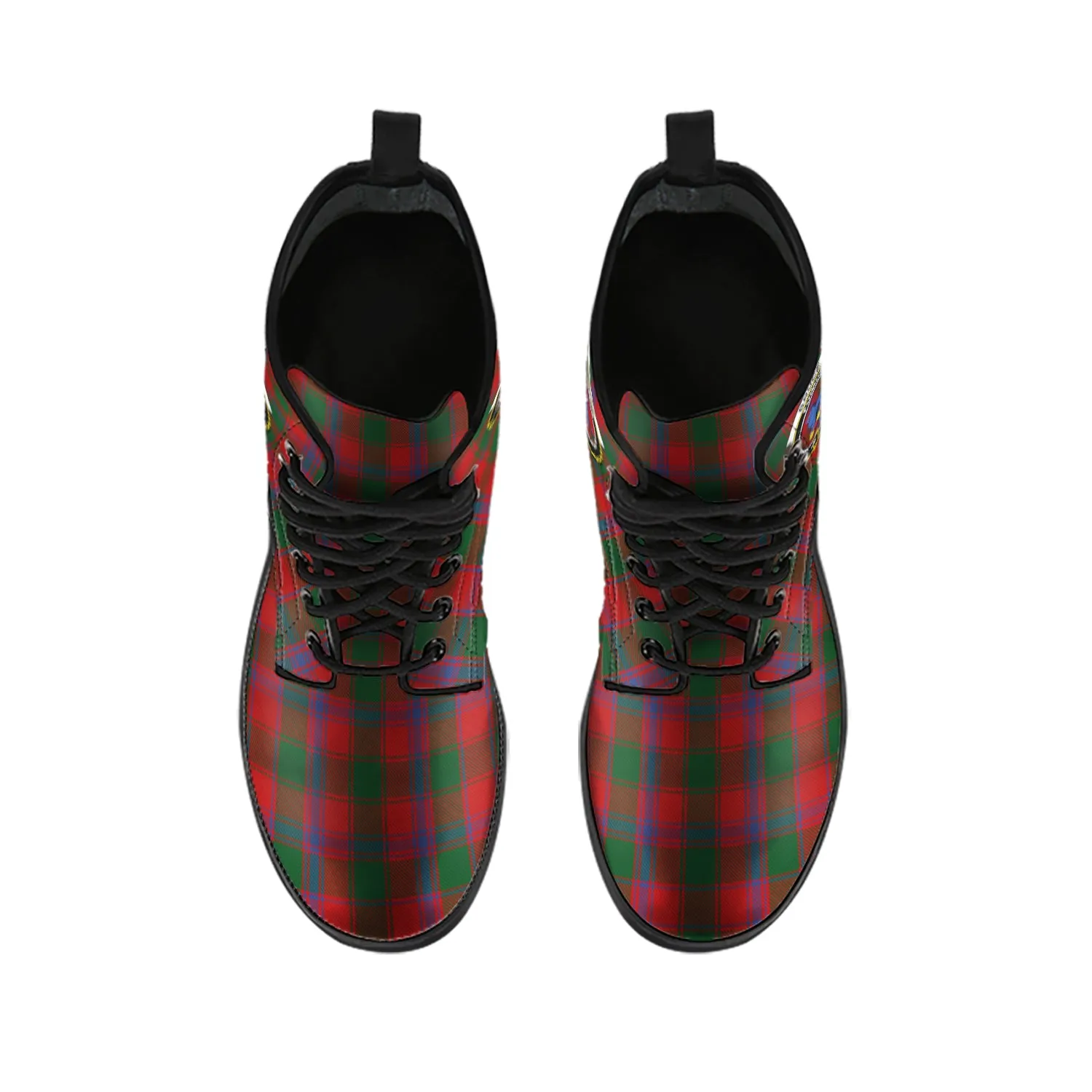 Bruce Old Tartan Leather Boots with Family Crest