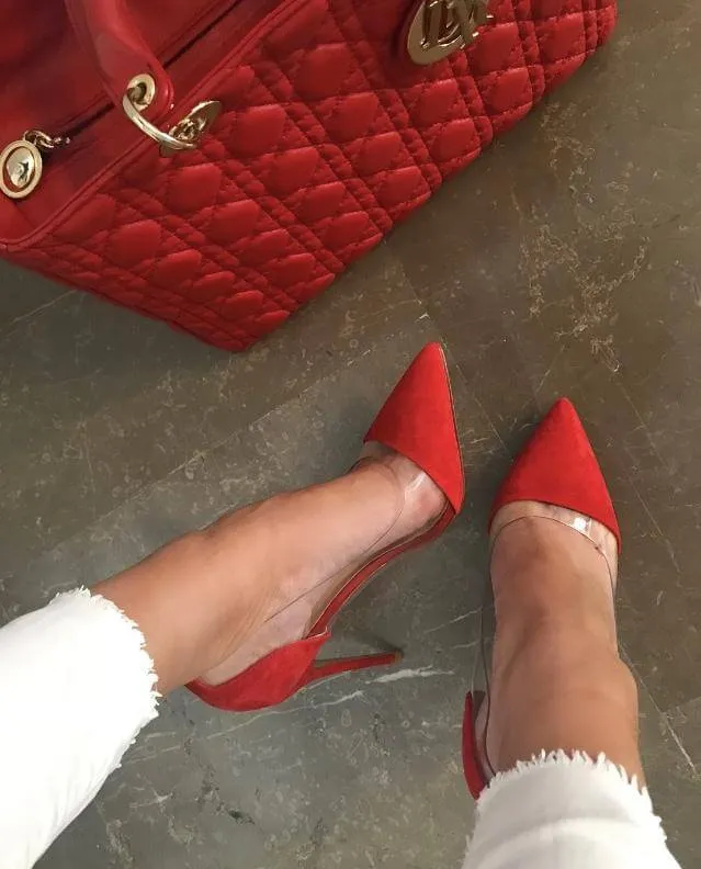 CASSIDY Red Suede Leather Pumps