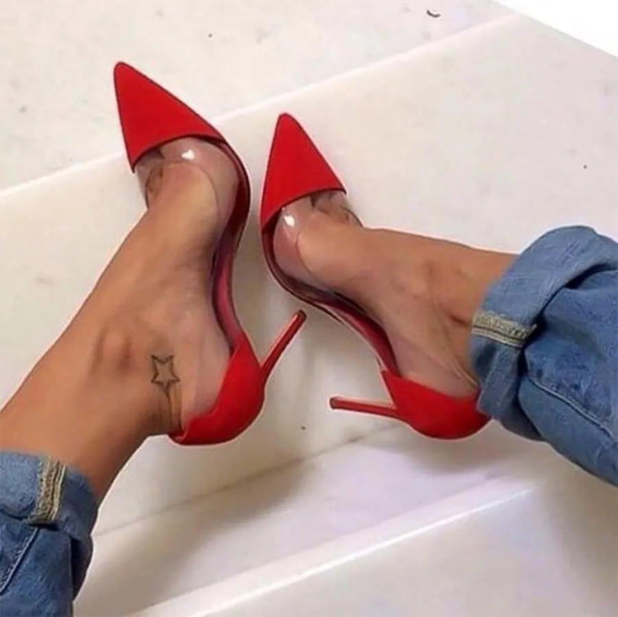 CASSIDY Red Suede Leather Pumps