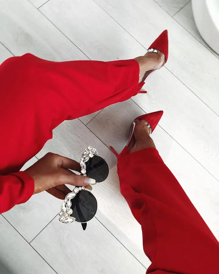 CASSIDY Red Suede Leather Pumps