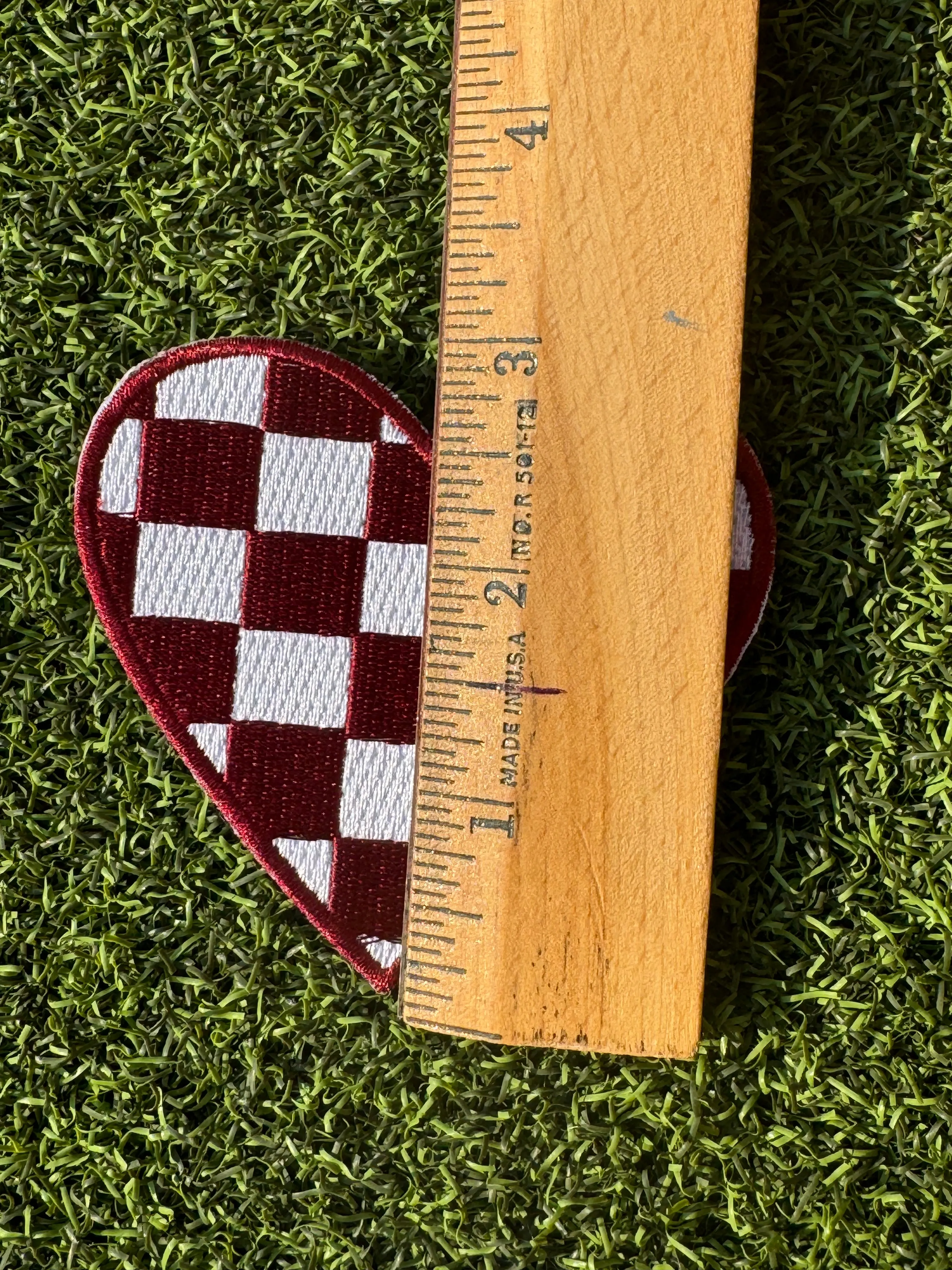 Checkered Game Day Heart Iron On Patches