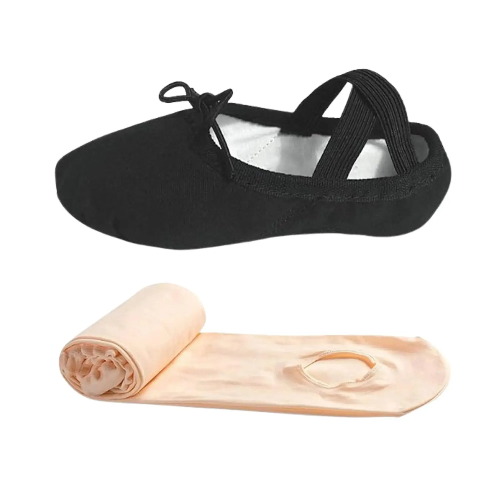 Combo - Unisex Split Sole Ballet Canvas Flats/Shoes   Ultra Soft Convertible Tights for Ballet