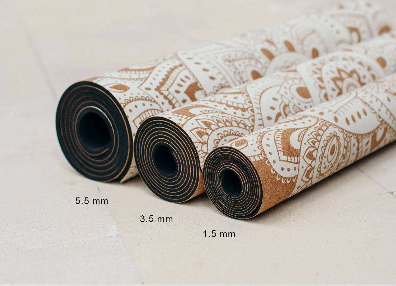 Cork Yoga Mat - Mandala Black - Eco - friendly Yoga Mats & Washable Yoga Mats