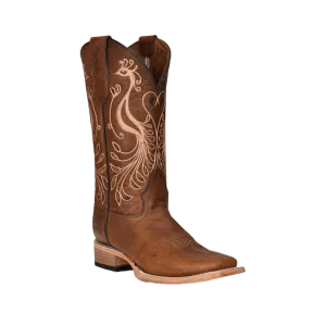 Corral Boots Women's Peacock Embroidery Square Toe Brown Boots