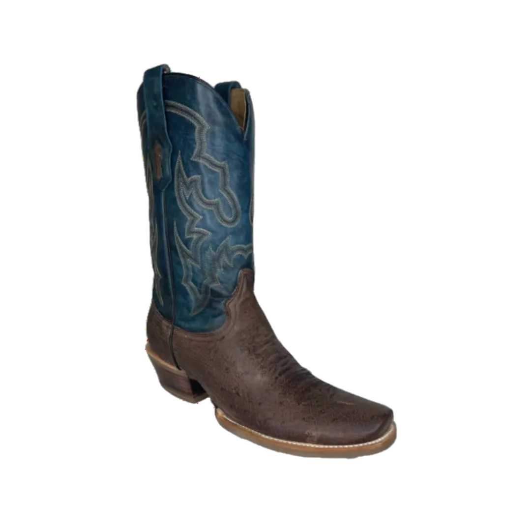 Corral Men's Smooth Ostrich Horseman Toe Brown & Navy Boots