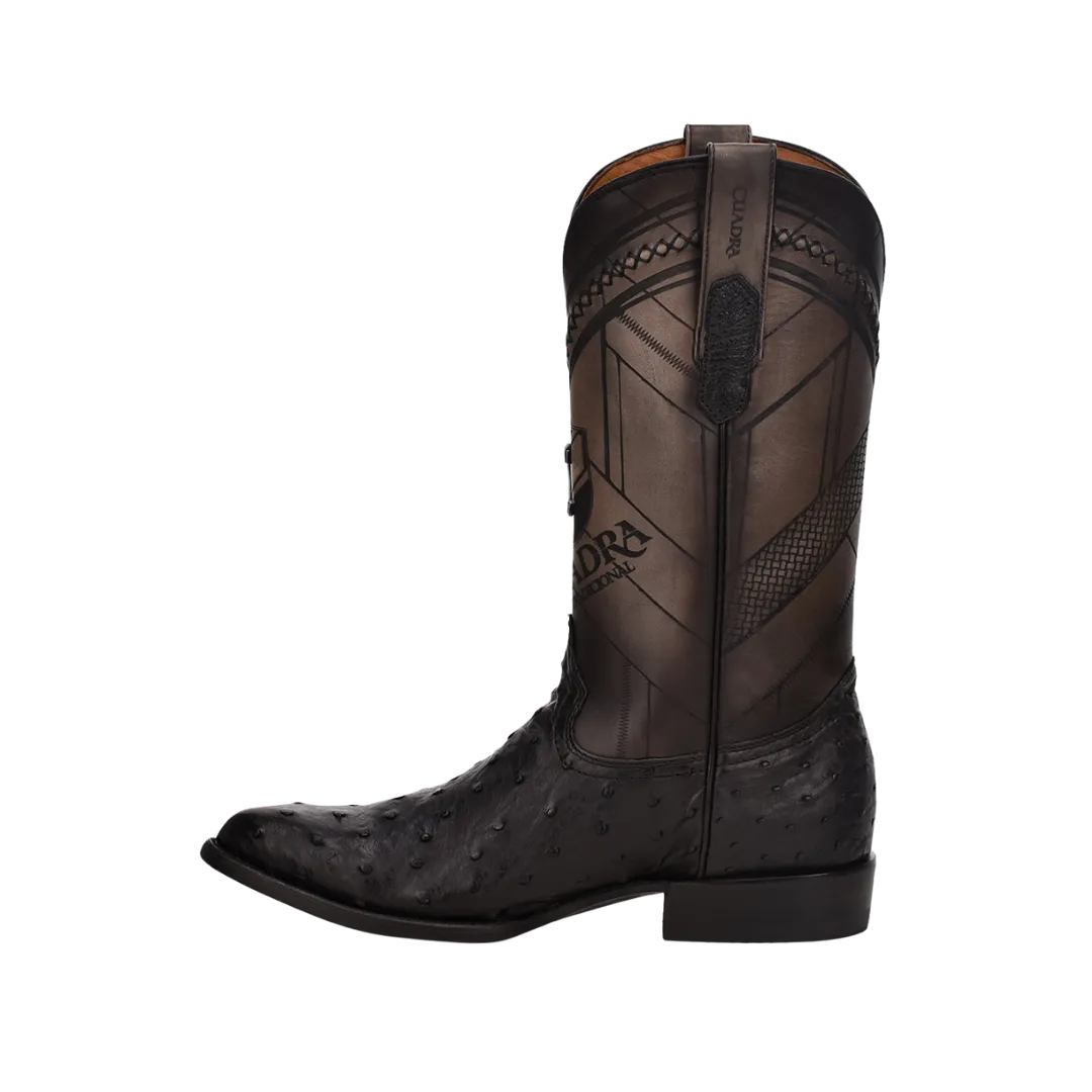 Cuadra Men’s Black Ostrich Laser & Woven Boot