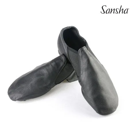 Daniel -- Leather Split Sole Jazz Shoe Slip-on, Suede Sole -- Black