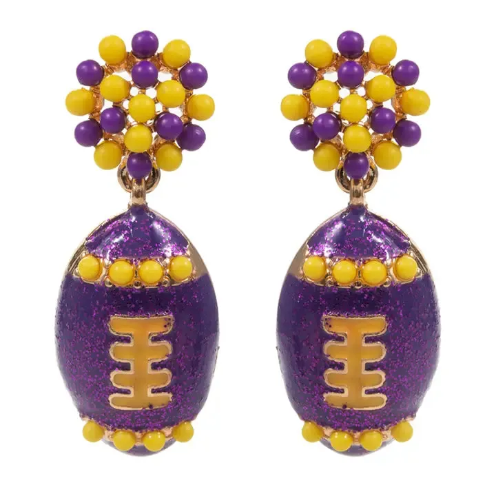 Earrings Gameday Football Colored Post