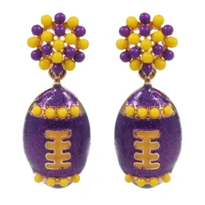 Earrings Gameday Football Colored Post