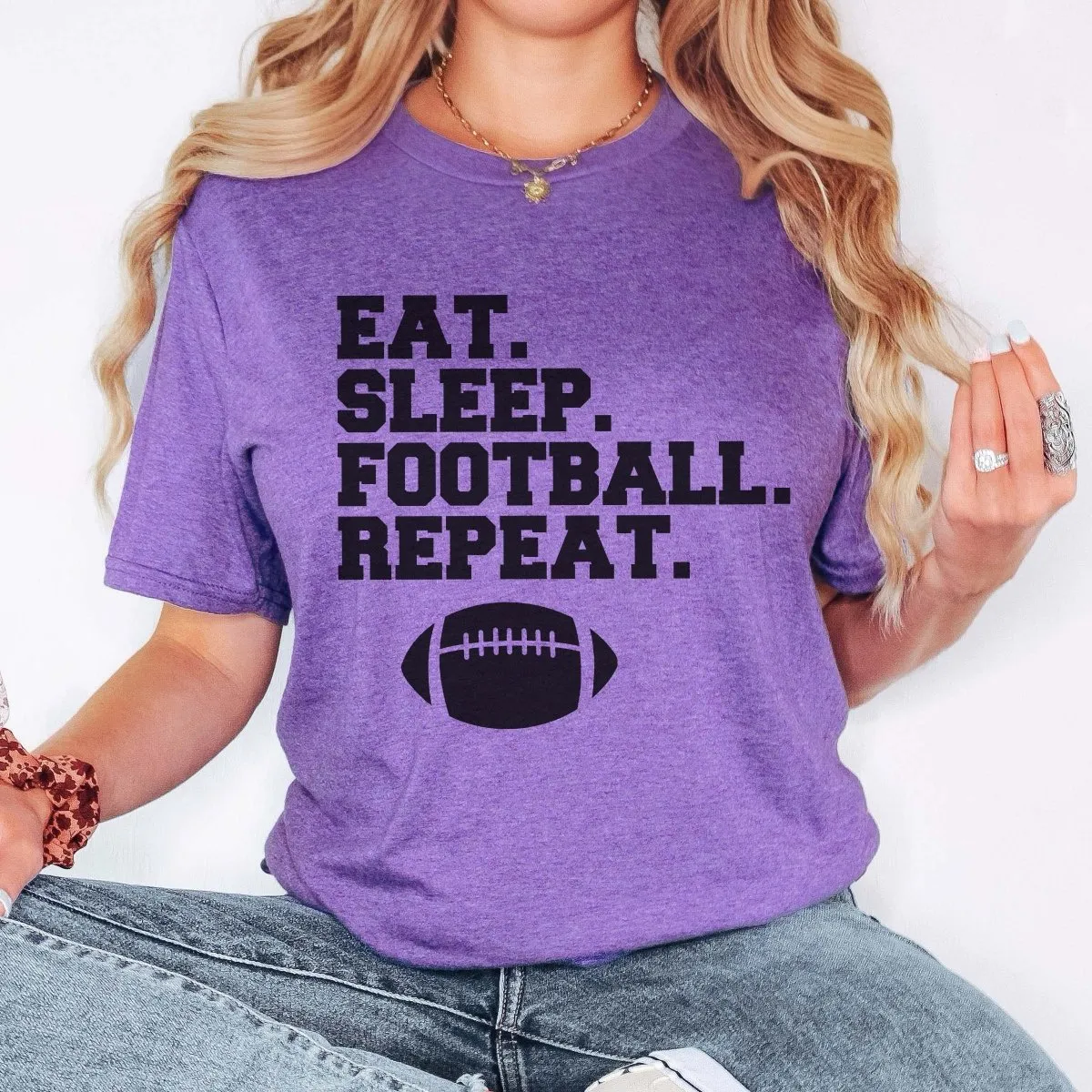 Eat Sleep Football Repeat Wholesale Graphic Tee - Fast Shipping