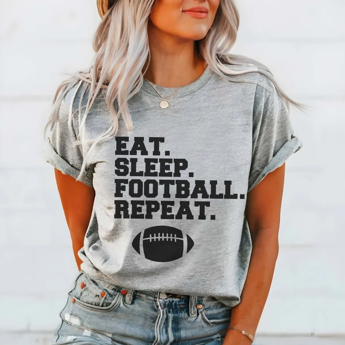 Eat Sleep Football Repeat Wholesale Graphic Tee - Fast Shipping