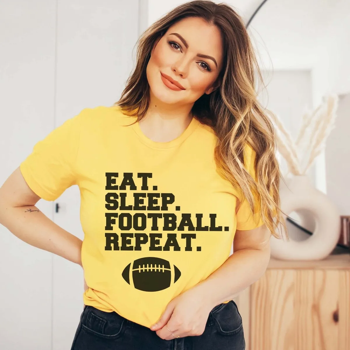 Eat Sleep Football Repeat Wholesale Graphic Tee - Fast Shipping