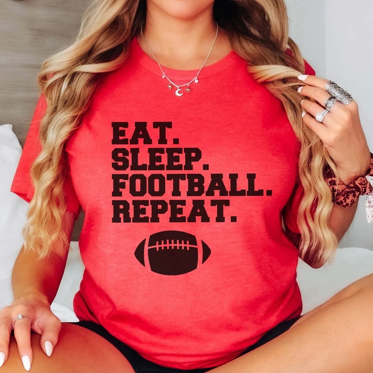 Eat Sleep Football Repeat Wholesale Graphic Tee - Fast Shipping