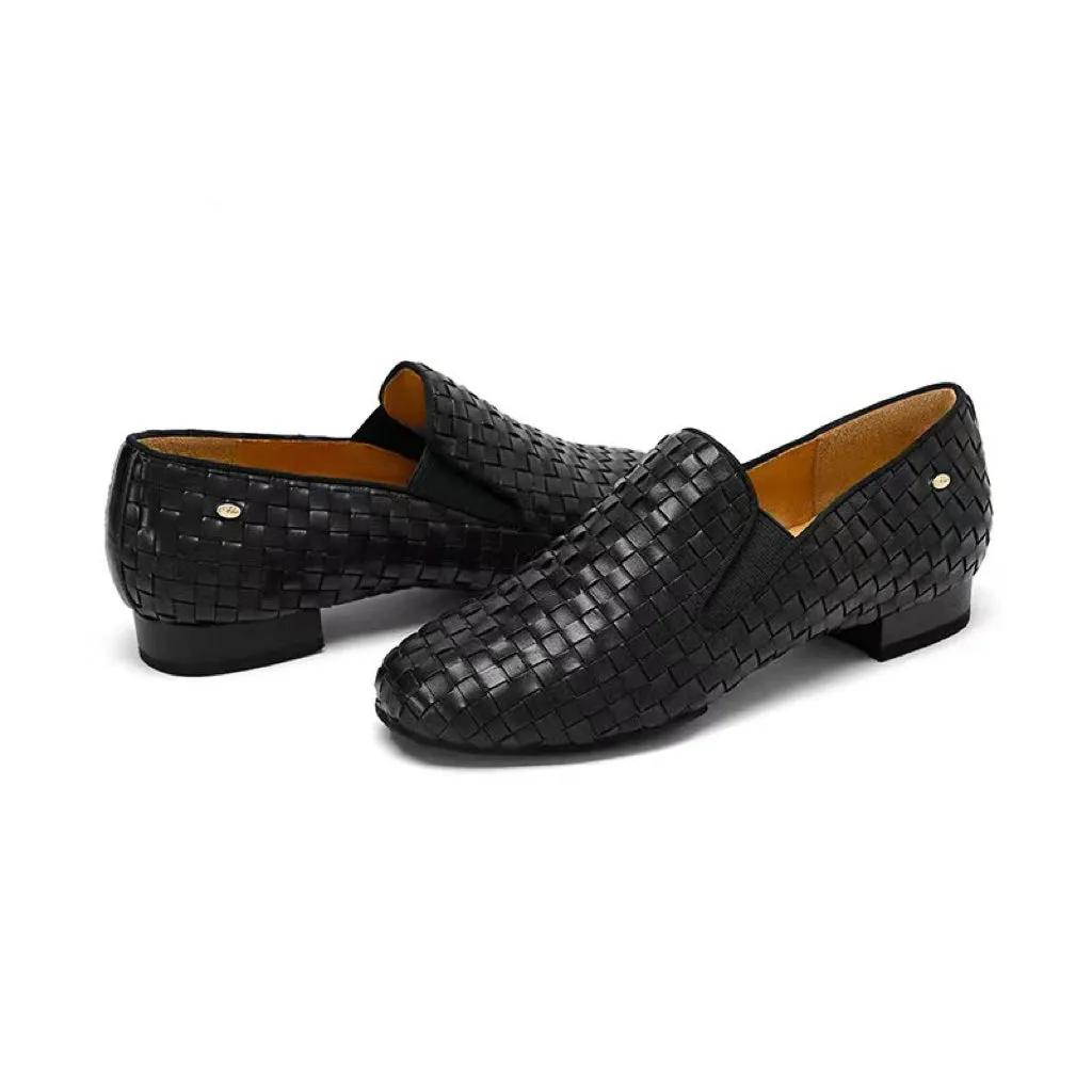 Elegant Black Woven Leather Men’s Dance Shoe BY DORIN FRECAUTANU