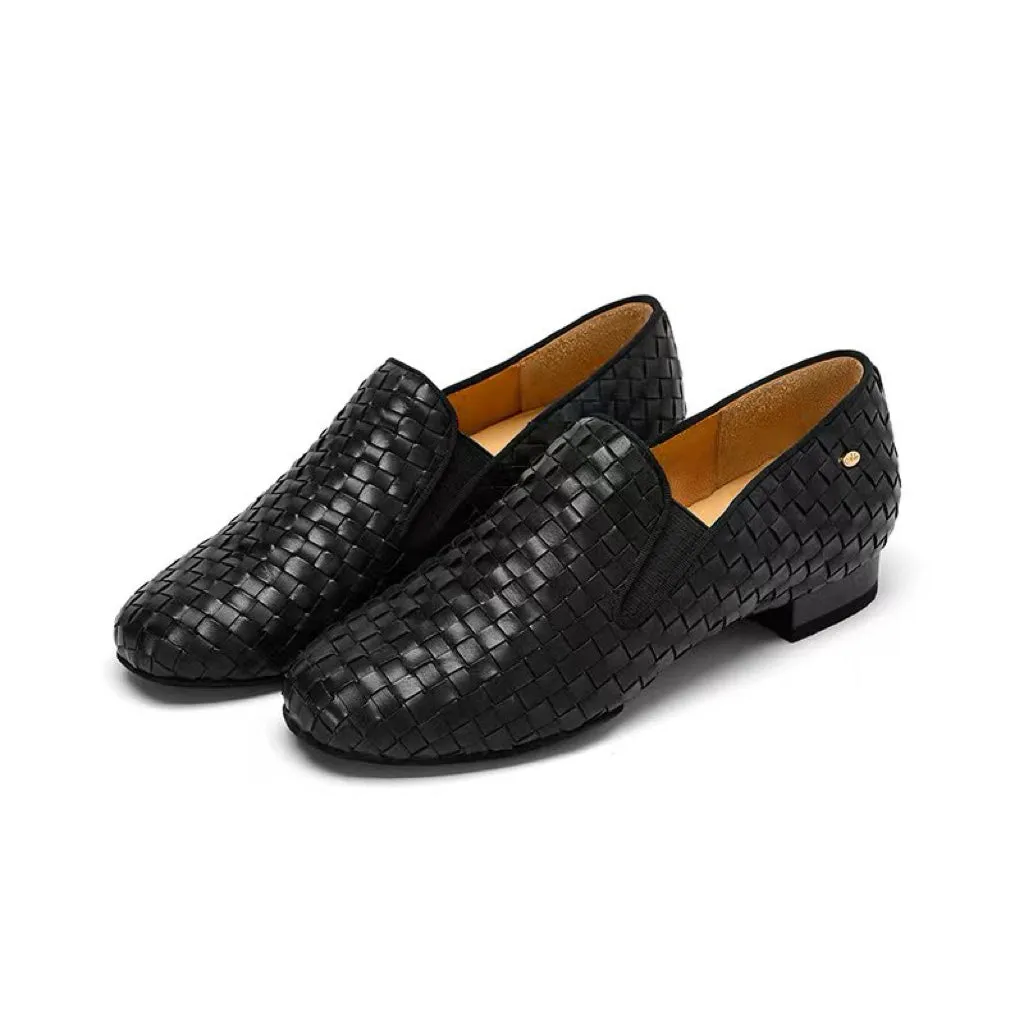 Elegant Black Woven Leather Men’s Dance Shoe BY DORIN FRECAUTANU