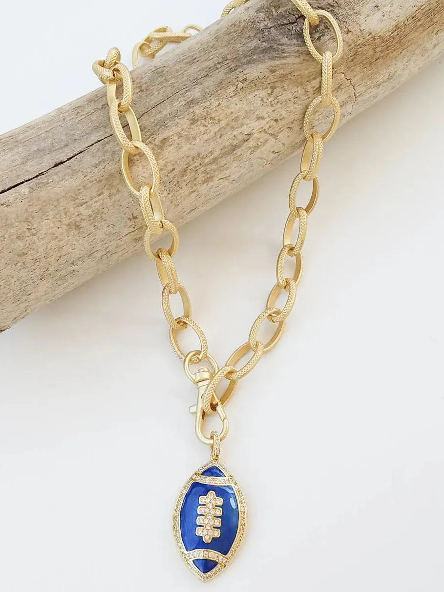 Enamel Football on Etched Chain Necklace by Virtue